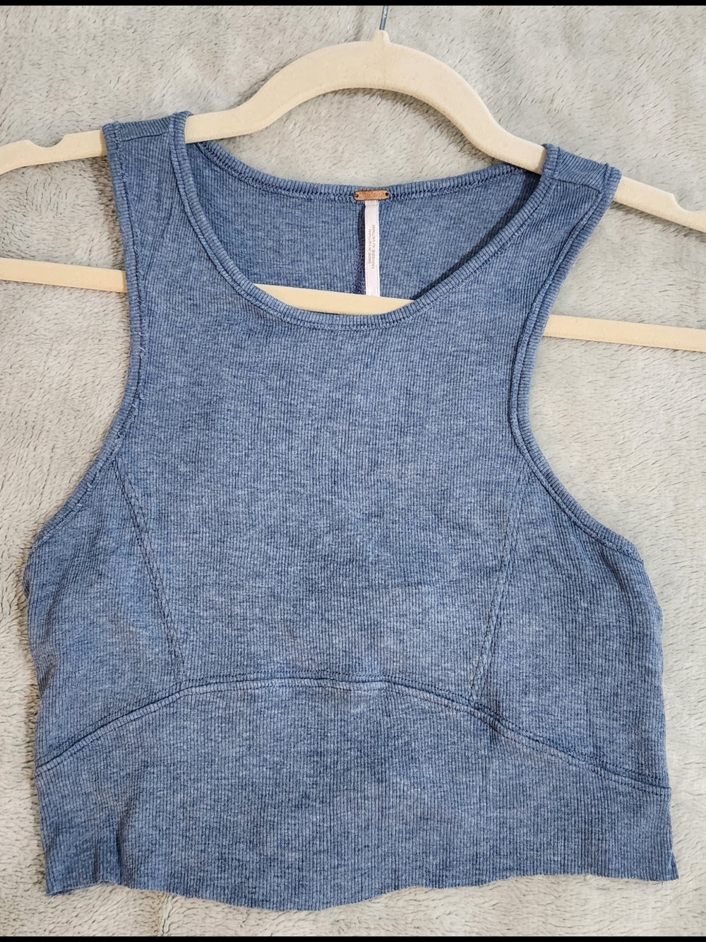 Free People Denim Blue Ribbed Tank